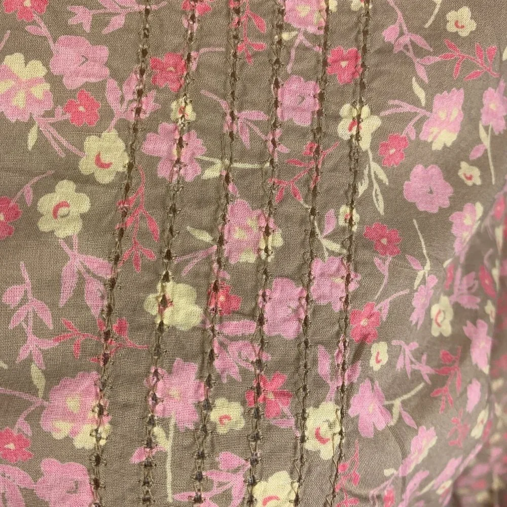 Two Hearts Maternity Large Button Front Blouse Pink Floral 3/4 Sleeves - Picture 6 of 7